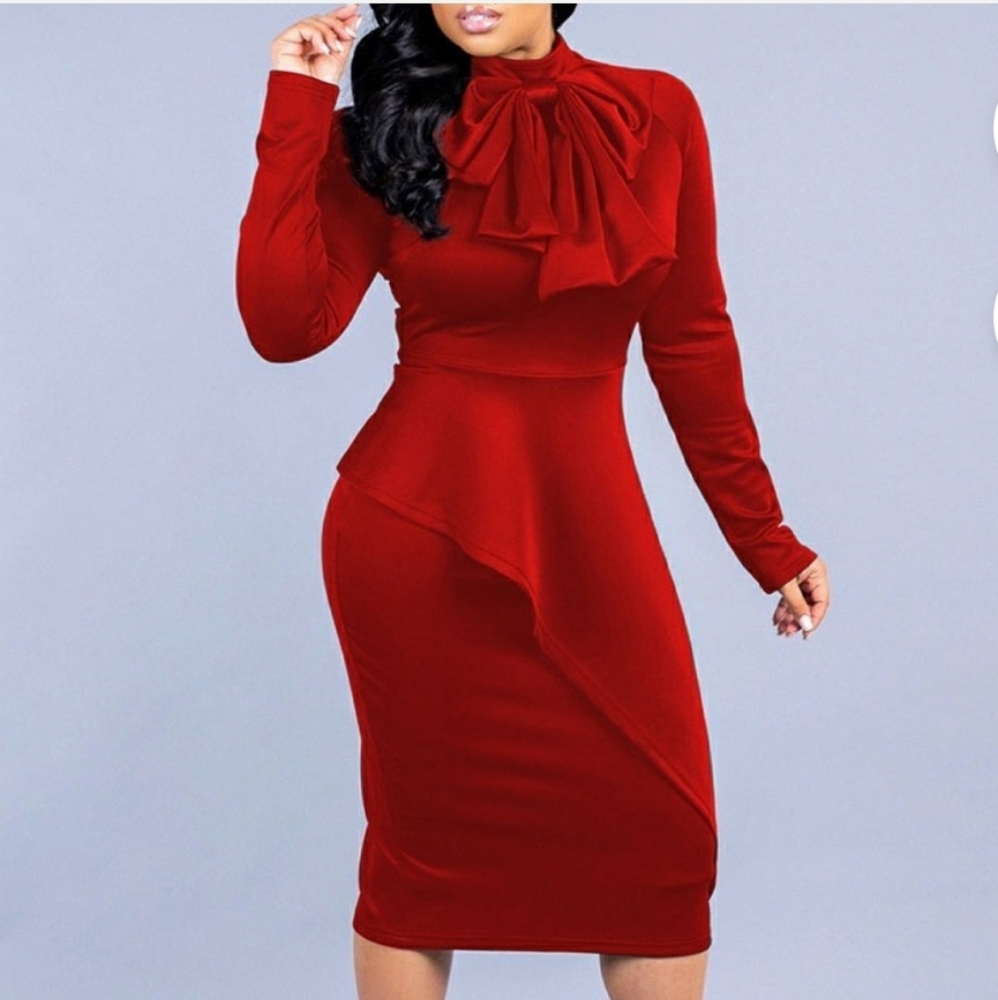Dark red bodycon dress